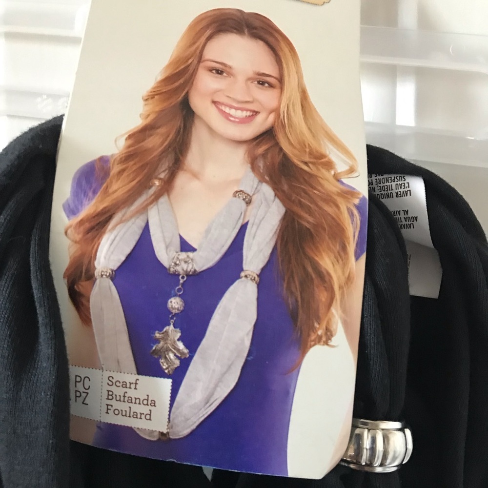 LALiBERT Black Scarf Attached Ornaments